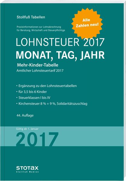   Tabelle, Lohnsteuer 2017 Mehr-Kinder-Tabelle