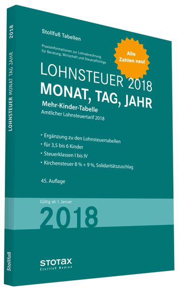   Tabelle, Lohnsteuer 2018 Mehr-Kinder-Tabelle