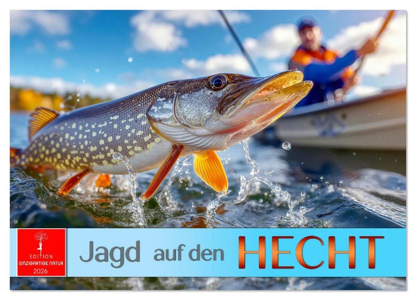Roder Roder  Jagd auf den Hecht (Wandkalender 2026 DIN A2 quer), CALVENDO Monatskalender