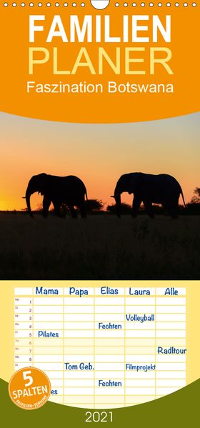 Frauke Scholz Scholz Faszination Botswana - Familienplaner hoch (Wandkalender 2021 , 21 cm x 45 cm, hoch)