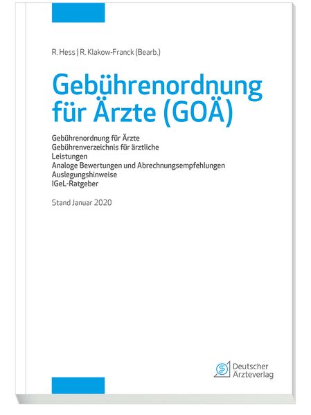  Hess Gebührenordnung für Ärzte (GOÄ), Stand Januar 2020