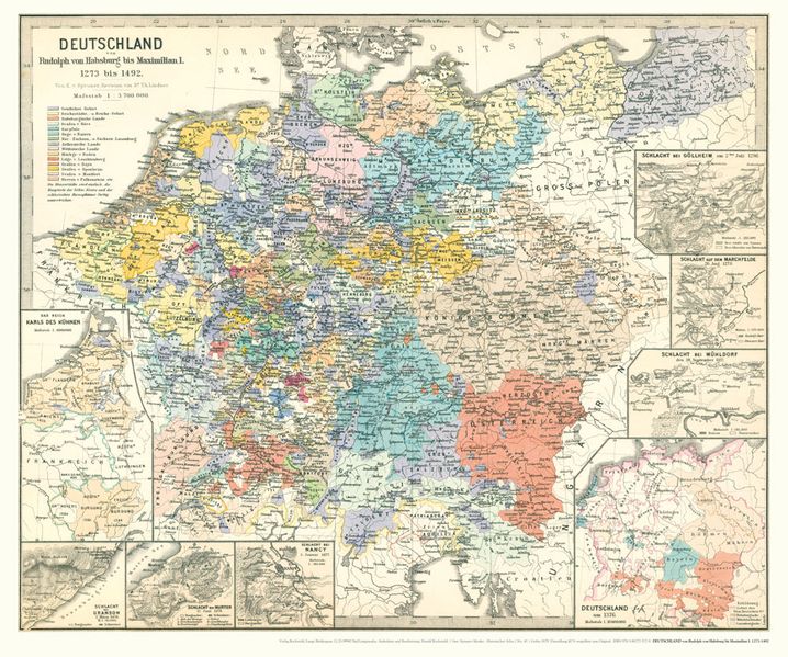 Karl von Spruner Spruner Historische Karte: DEUTSCHLAND von Rudolph von Habsburg bis Maximilian I. 1273–1492 (Plano)