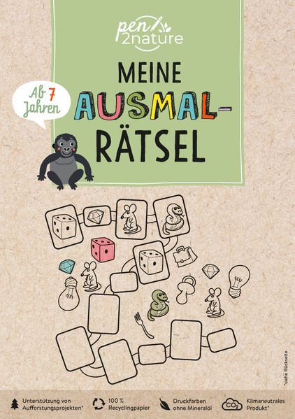  Langer Meine Ausmal-Rätsel. Nachhaltiger Rätsel- und Malspaß für Kinder ab 7 Jahren