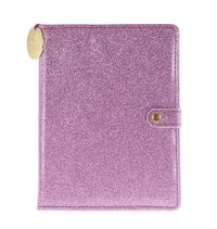Buch Cover Snap Journal: Purple Glitter – Hardcover-Notizbuch/Tagebuch/Memo mit stabiler Ringbindung und Druckknopf