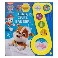 Buch Cover PAW Patrol - Eins, zwei, sauber! - Liederbuch mit Sound - Pappbilderbuch mit 6 Melodien und Geräuschen