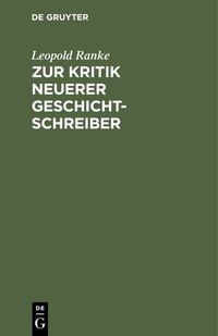 Buch Cover Zur Kritik neuerer Geschichtschreiber