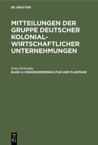 Buch Cover Eingeborenenkultur und Plantage