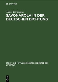 Buch Cover Savonarola in der Deutschen Dichtung