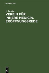Buch Cover Verein für innere Medicin. Eröffnungsrede