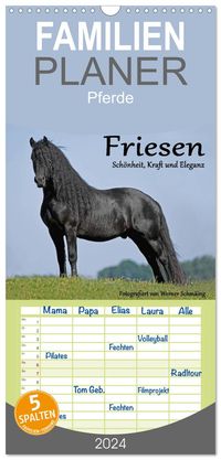 Buch Cover Familienplaner 2024 - Friesen - Schönheit, Kraft und Eleganz mit 5 Spalten (Wandkalender, 21 x 45 cm) CALVENDO