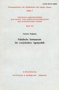 Buch Cover Fiskalische Instrumente der sowjetischen Agrarpolitik.