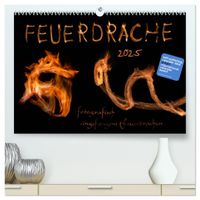 Buch Cover Feuerdrache (hochwertiger Premium Wandkalender 2025 DIN A2 quer), Kunstdruck in Hochglanz