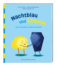 Buch Cover Nachtblau und Limone. Aus Fremden werden Freunde. Mit Nächstenliebe Vorurteile überwinden. Christliche Kindergeschichte über Hilfsbereitschaft. Bilderbuch zum Vorlesen ab 5 Jahren.