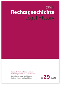 Buch Cover Rechtsgeschichte Legal History (RG). Zeitschrift des Max Planck-Insituts für Rechtsgeschichte und Rechtstheorie/Rechtsgeschichte Legal History