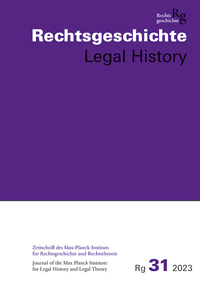Buch Cover Rechtsgeschichte Legal History (RG). Zeitschrift des Max Planck-Insituts für Rechtsgeschichte und Rechtstheorie/Rechtsgeschichte Legal History