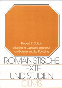 Buch Cover Studies of Classical Influence on Boileau and La Fontaine