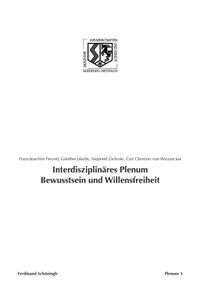 Buch Cover Interdisziplinäres Plenum Bewusstsein und Willensfreiheit