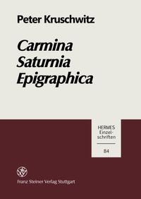 Buch Cover Carmina Saturnia Epigraphica