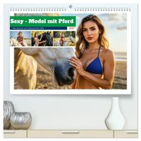 Buch Cover Sexy - Model mit Pferd (hochwertiger Premium Wandkalender 2027 DIN A2 quer), Kunstdruck in Hochglanz