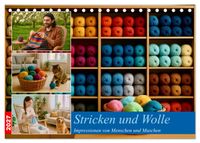 Buch Cover Stricken und Wolle (Tischkalender 2027 DIN A5 quer), CALVENDO Monatskalender