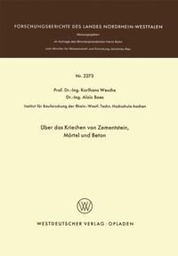 Buch Cover Über das Kriechen von Zementstein, Mörtel und Beton