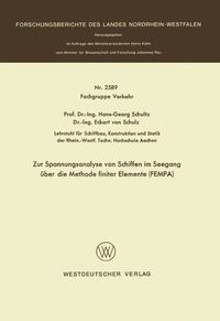 Buch Cover Zur Spannungsanalyse von Schiffen im Seegang über die Methode finiter Elemente FEMPA