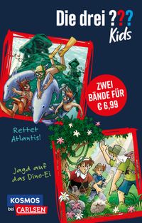 Buch Cover Die drei ??? Kids: Doppelband mit Rettet Atlantis! und Jagd auf das Dino-Ei