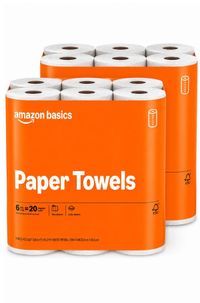 Buch Cover Amazon Basics 2-Ply Flex-Sheets Paper Towels, 12 Basics Rolls = 40 Regular Rolls, Everyday Value with 150 Sheets per Roll, Packaging May Vary