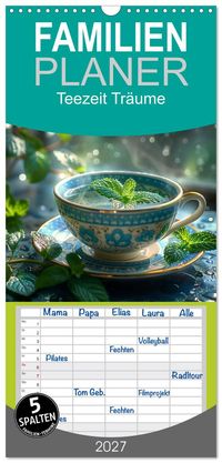 Buch Cover Familienplaner 2027 - Teezeit Träume mit 5 Spalten (Wandkalender, 21 x 45 cm) CALVENDO