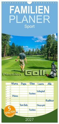 Buch Cover Familienplaner 2027 - Passion Golf mit 5 Spalten (Wandkalender, 21 x 45 cm) CALVENDO