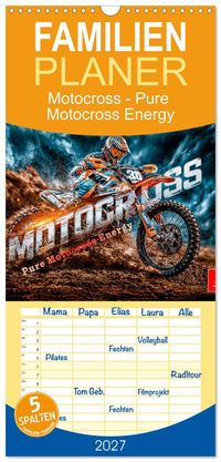 Buch Cover Familienplaner 2027 - Motocross - Pure Motocross Energy mit 5 Spalten (Wandkalender, 21 x 45 cm) CALVENDO