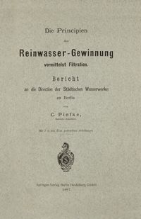Buch Cover Die Principien der Reinwasser-Gewinnung vermittelst Filtration