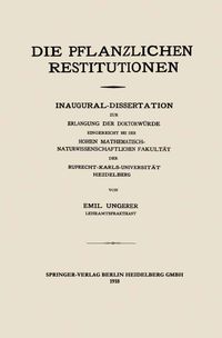 Buch Cover Die Pflanzlichen Restitutionen
