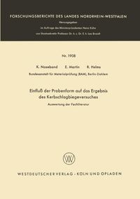 Buch Cover Einfluß der Probenform auf das Ergebnis des Kerbschlagbiegeversuches