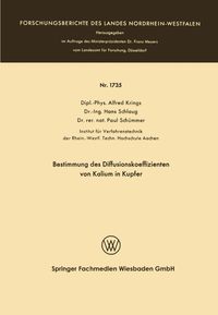 Buch Cover Bestimmung des Diffusionskoeffizienten von Kalium in Kupfer
