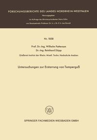 Buch Cover Untersuchungen zur Erstarrung von Temperguß