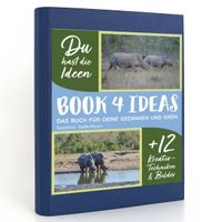 Buch Cover BOOK 4 IDEAS modern | Nashörner, Sanfte Riesen, Notizbuch, Bullet Journal mit Kreativitätstechniken und Bildern, DIN A5
