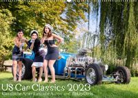 Buch Cover US Car Classics 2023 - Klassische amerikanische Autos und PinUp Girls (Wandkalender 2023 DIN A2 quer)