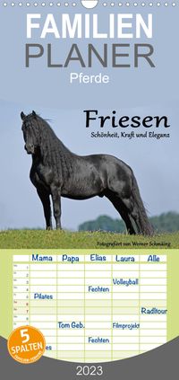 Buch Cover Familienplaner Friesen - Schönheit, Kraft und Eleganz (Wandkalender 2023 , 21 cm x 45 cm, hoch)