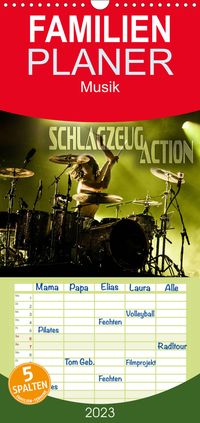 Buch Cover Familienplaner Schlagzeug Action (Wandkalender 2023 , 21 cm x 45 cm, hoch)