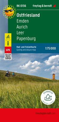 Buch Cover Ostfriesland, Rad- und Freizeitkarte 1:75.000, freytag & berndt, RK 0136