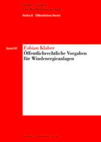 Buch Cover Öffentlichrechtliche Vorgaben für Windenergieanlagen