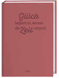 Buch Cover Kalenderbuch Spruch A5. Roter Taschenkalender 2024 mit motivierenden Sprüchen. Praktischer Buch-Kalender für Termine und To-dos. Handlicher Terminkalender A5