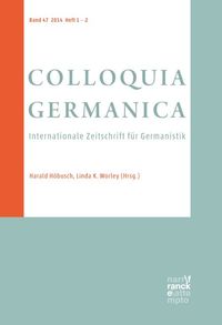 Buch Cover Colloquia Germanica, 47, 1-2 (2014)