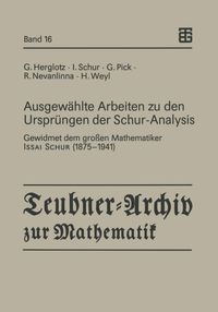 Buch Cover Ausgewählte Arbeiten zu den Ursprüngen der Schur-Analysis