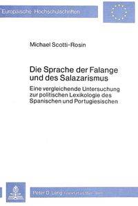 Buch Cover SPRACHE DER FALANGE UND D. SALAZARISMUS