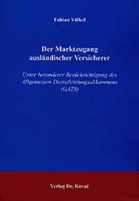 Buch Cover Der Marktzugang ausländischer Versicherer
