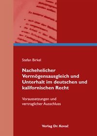 Buch Cover Nachehelicher Vermögensausgleich und Unterhalt im deutschen und kalifornischen Recht