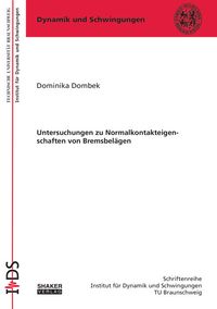 Buch Cover Untersuchungen zu Normalkontakteigenschaften von Bremsbelägen