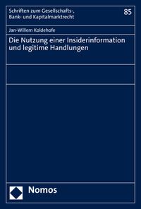 Buch Cover Die Nutzung einer Insiderinformation und legitime Handlungen